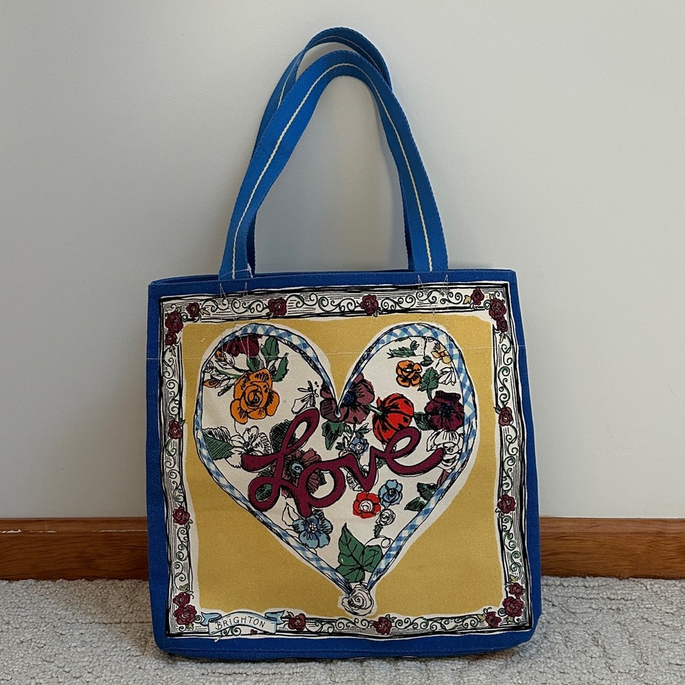 Brighton Blue and Yellow Heart Tote